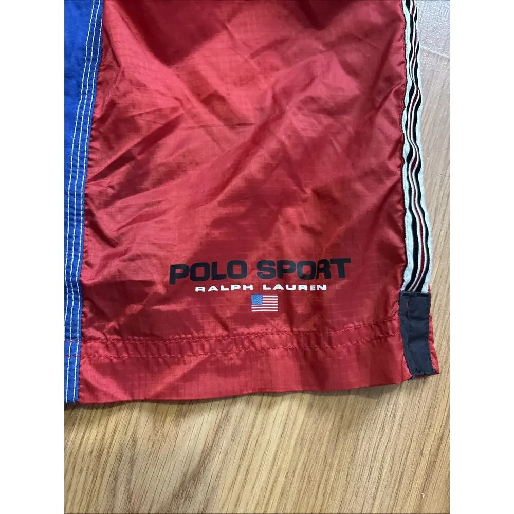 Vtg 90’s Polo Sport Ralph Lauren Lined Swim Trunks Men’s Size 2XL Blue Red